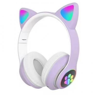  Pink Cat Ear Headphones Cute Girls Music Headset Wireless Bluetooth Headset Noise-cancelling Microphone Children Gaming Headset 