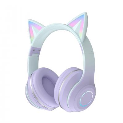 Lucky Cat Cute Girls Colorful Lighting LED Bluetooth Wireless Cat Ear Headphones true wireless bluetooth headset 